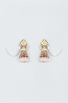 Gold Finish Kundan Polki Meenakari Dangler Earrings