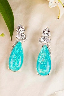 White Finish Doublet Stone Earrings