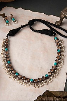 Black Rhodium Finish Tribal Necklace Set