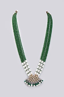 White Finish Kundan Polki Long Victorian Necklace