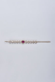 Gold Finish Moissanite Polki Bracelet
