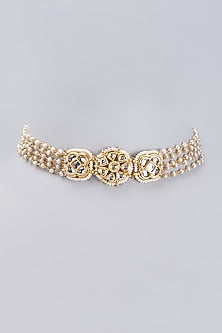 Gold Finish Pearl Choker Necklace