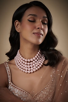 Gold Finish Pearl Choker Necklace