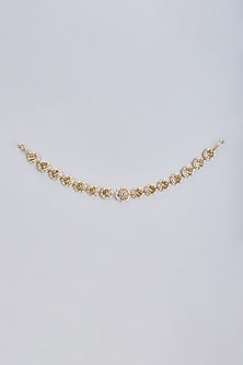 Gold Finish Kundan Polki & Pearl Sheeshpatti