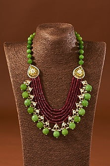 Gold Finish Kundan Polki Long Necklace