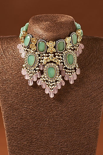 Gold Finish Handmade Pearls Choker Necklace