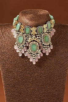 Gold Finish Handmade Pearls Choker Necklace