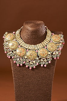 Gold Finish Kundan Polki Choker Necklace