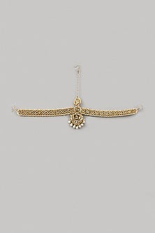 Gold Finish Kundan Polki Mathapatti