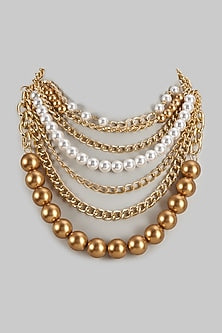 Rose Gold Finish Pearl Necklace