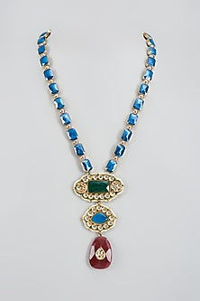 Victorian Gold Finish Kundan Polki Long Necklace