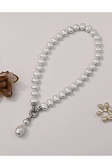 White Finish Pearl Drop Necklace