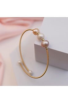 Gold Finish Pearl Handcrafted Adjustable Bracelet