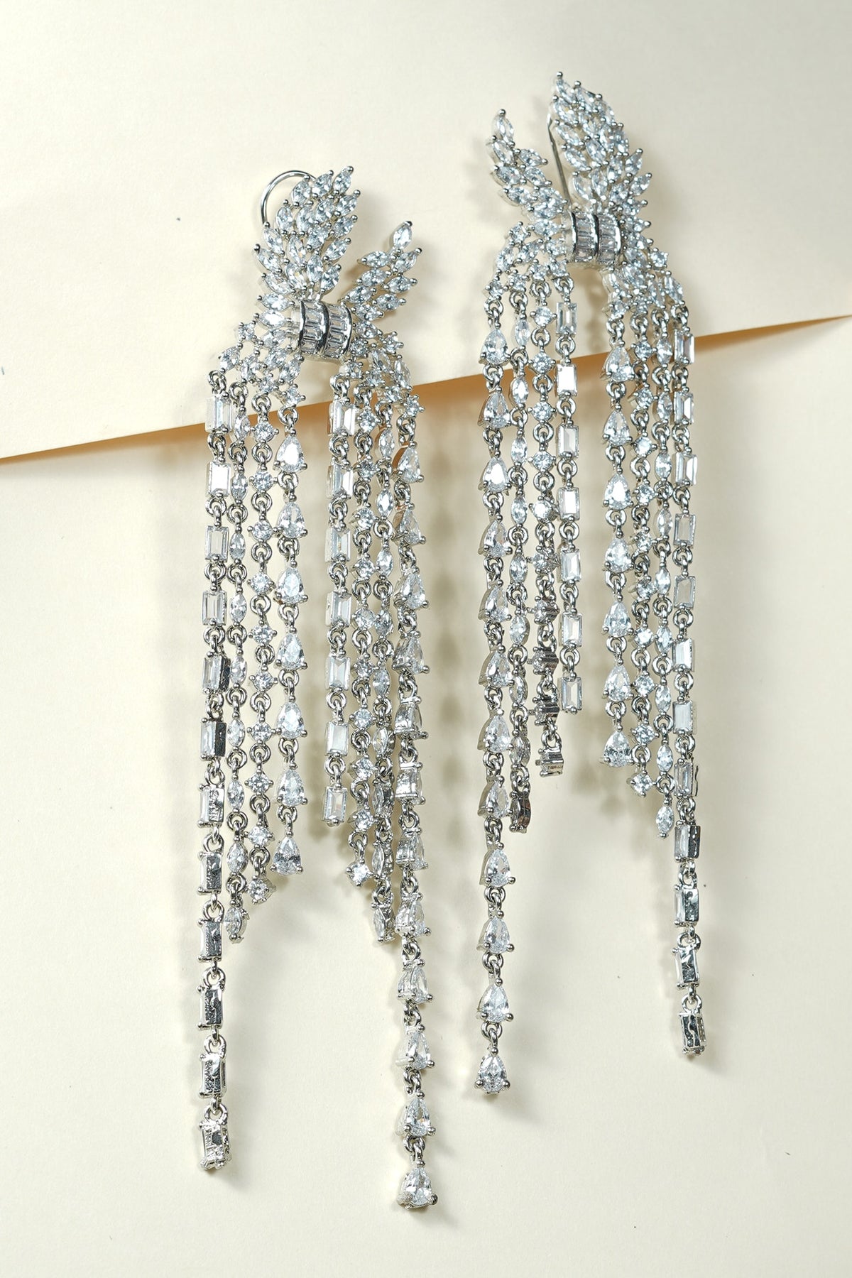 Gold Finish Zircon Dangler Earrings