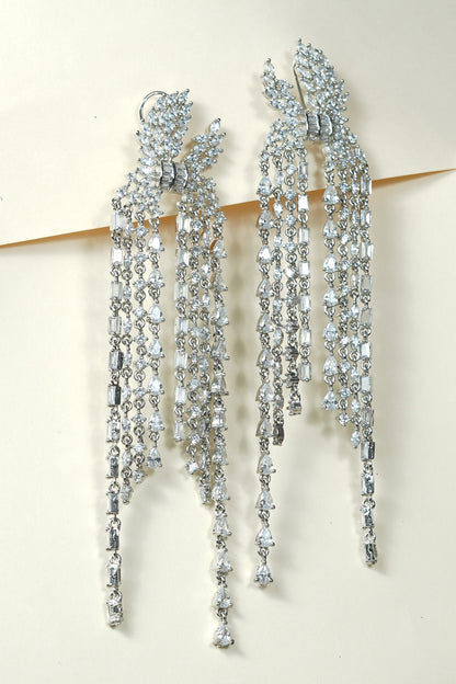 Gold Finish Zircon Dangler Earrings