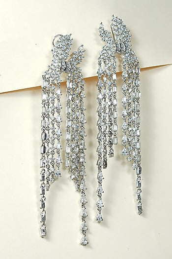 Gold Finish Zircon Dangler Earrings