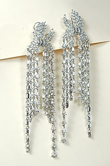 Gold Finish Zircon Dangler Earrings