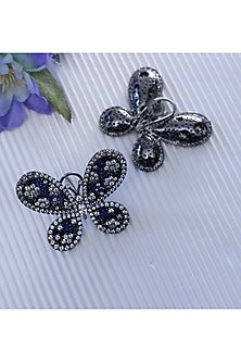 Silver Finish Handcrafted Butterfly Stud Earrings