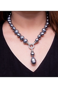 Grey Pearl Handcrafted Drop Necklace