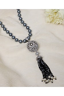 Grey Pearl Handcrafted Brooch Necklace