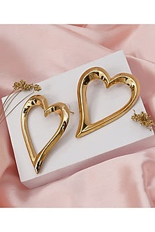 Gold Finish Handcrafted Heart Shaped Earrings