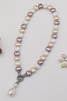 Gold Finish Pearl Drop Gunjita Handcrafted Necklace
