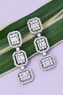Silver Finish Zircon Samidha Handcrafted Earrings