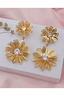 Gold Finish Floral Anti Tarnish Handcrafted Earrings