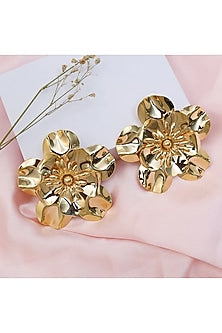 Gold Finish Floral Anti Tarnish Handcrafted Earrings
