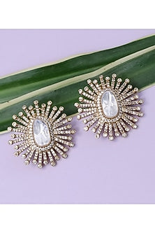 Gold Finish Kundan Polki Handcrafted Earrings