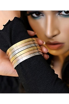 Gold, Silver & Rose Gold Finish Handcrafted Bangles (Set of 3)