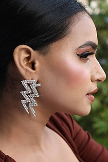 Silver Finish Blingy Thunder Handcrafted Earrings