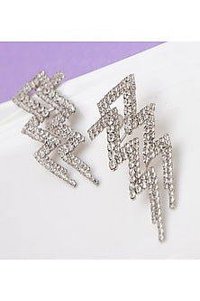 Silver Finish Blingy Thunder Handcrafted Earrings