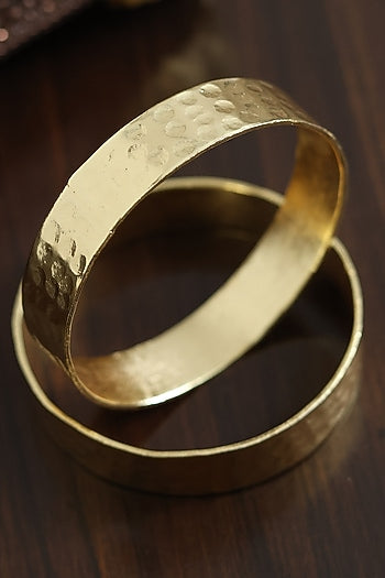 Gold Finish Handbeated Bangles (Set Of 2)