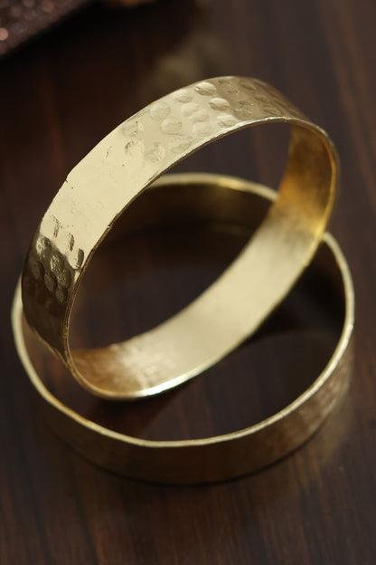 Gold Finish Handbeated Bangles (Set Of 2)