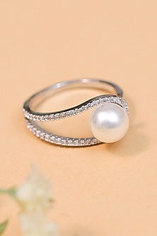 Silver Finish Pearl Ring
