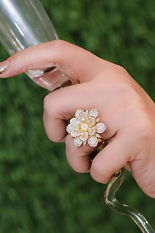 Gold Finish Floral Ring