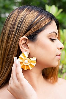Gold Finish Pearl Handcrafted Stud Earrings