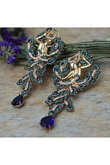 Gold Finish Blue & Green Stone Juliette Earrings