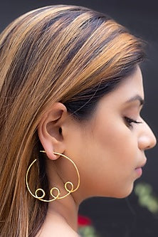 Gold Finish Handcrafted Twisted Hoop Earrings