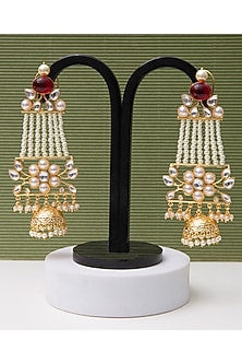 Gold Finish Pearl Dangler Earrings