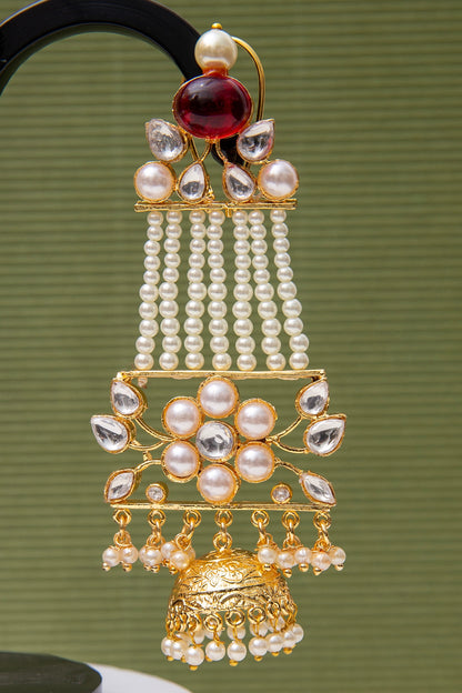 Gold Finish Pearl Dangler Earrings
