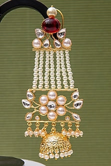 Gold Finish Pearl Dangler Earrings