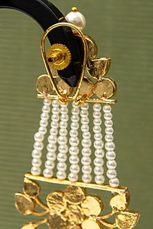 Gold Finish Pearl Dangler Earrings