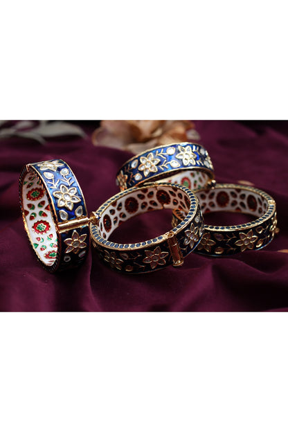 Gold Finish Blue Enamelled Bangle