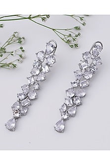 Silver Finish Stone Handcrafted Dangler Earrings
