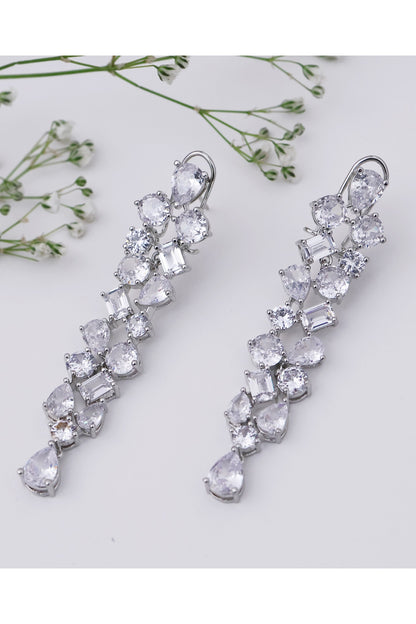 Silver Finish Stone Handcrafted Dangler Earrings