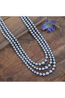 Silver Finish Grey Pearl Handcrafted Layered Necklace