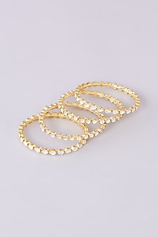 Gold Finish Kundan Polki Bangles (Set of 4)