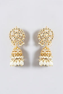 Gold Finish Kundan Polki & Mother Of Pearl Necklace Set